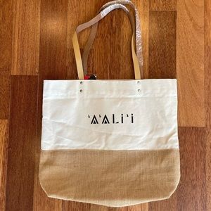 Canvas Beach Bag with leather straps